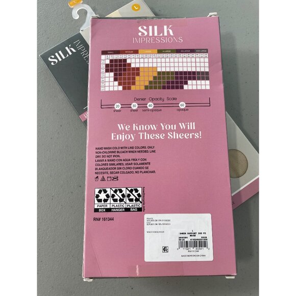 Silk Impressions Pantyhose Size Large Light Support Sheer High Waisted 2Pair NEW - Picture 6 of 7
